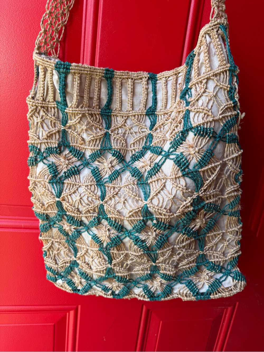 Vintage Jute Woven Hemp Boho Crossbody Bag